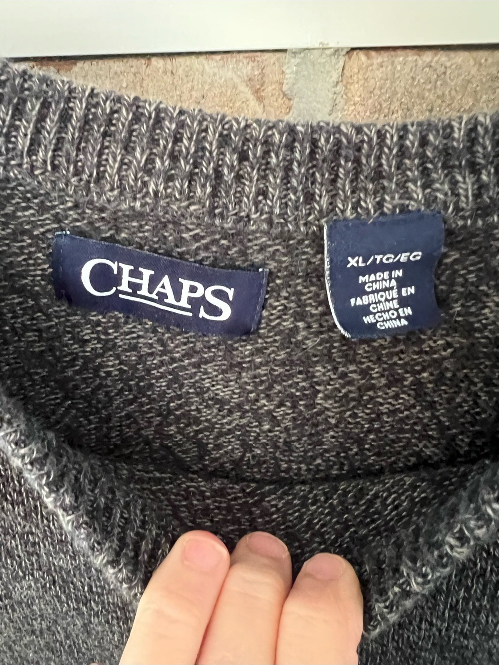 Chaps Men's Crewneck Sweater - Charcoal Gray - Picture 2 of 3